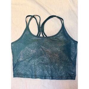 Calvin Klein Performance Teal Metallic Snakeskin Strappy Sports Bra XL PF1T3917